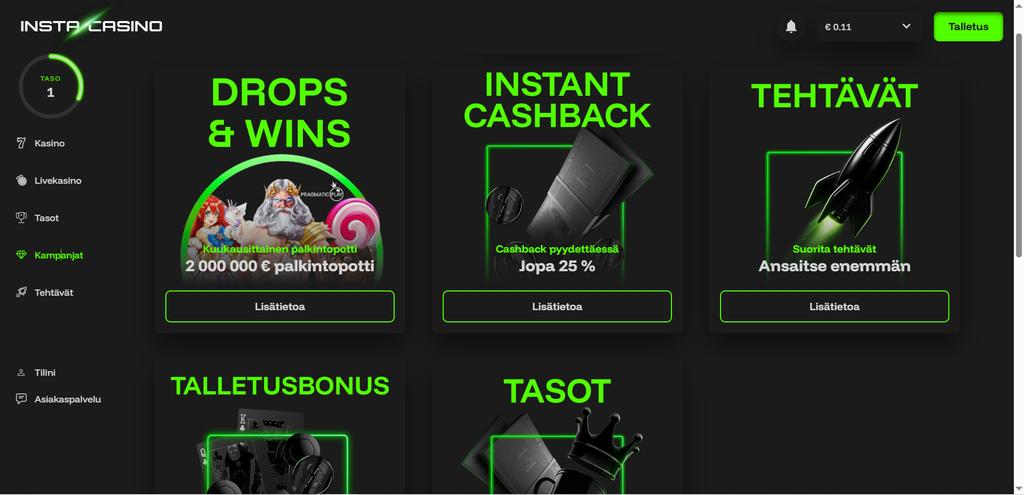 Instacasino bonus